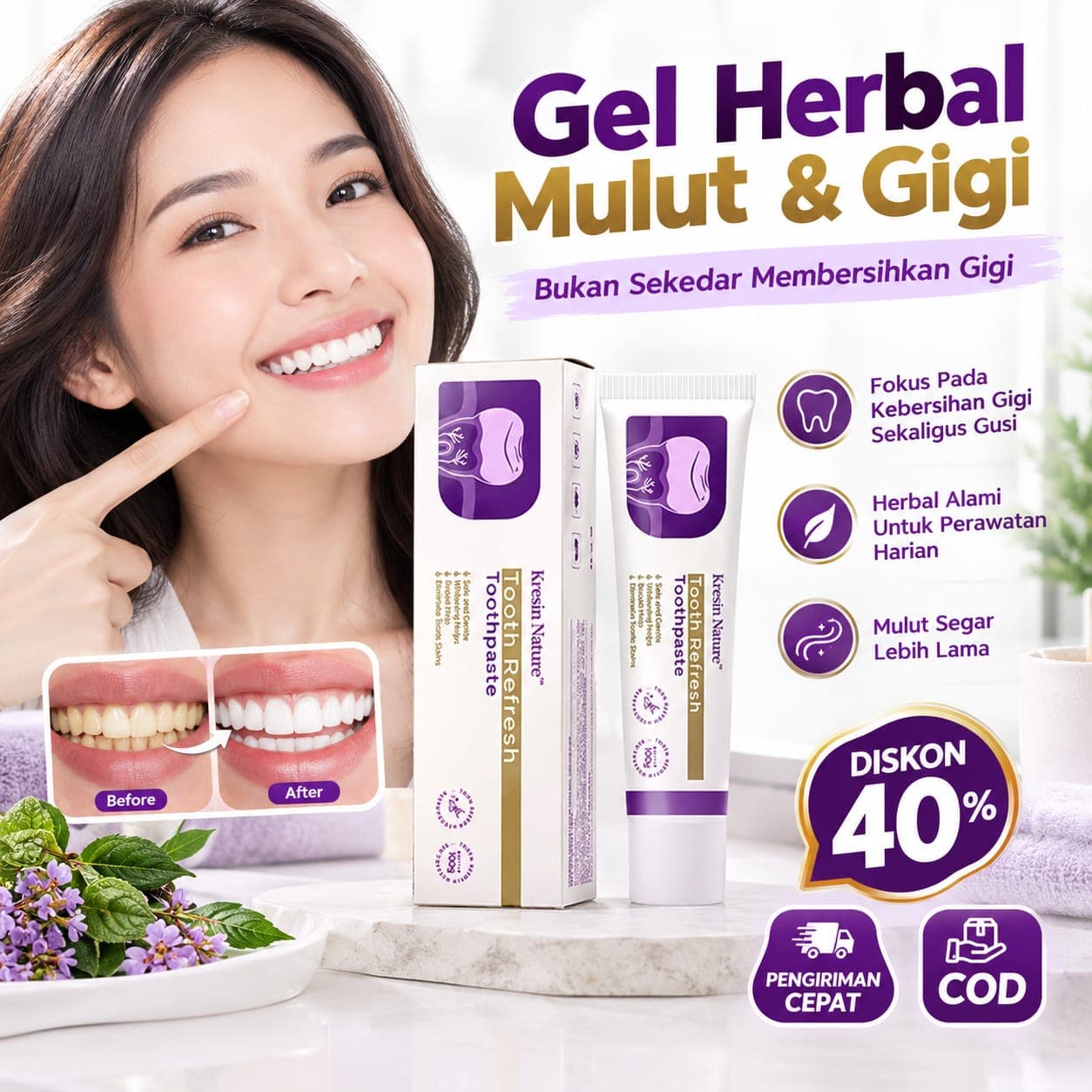 Gel Herbal Gigi dan Mulut, Gigi Bersih & Napas Segar Setiap Hari