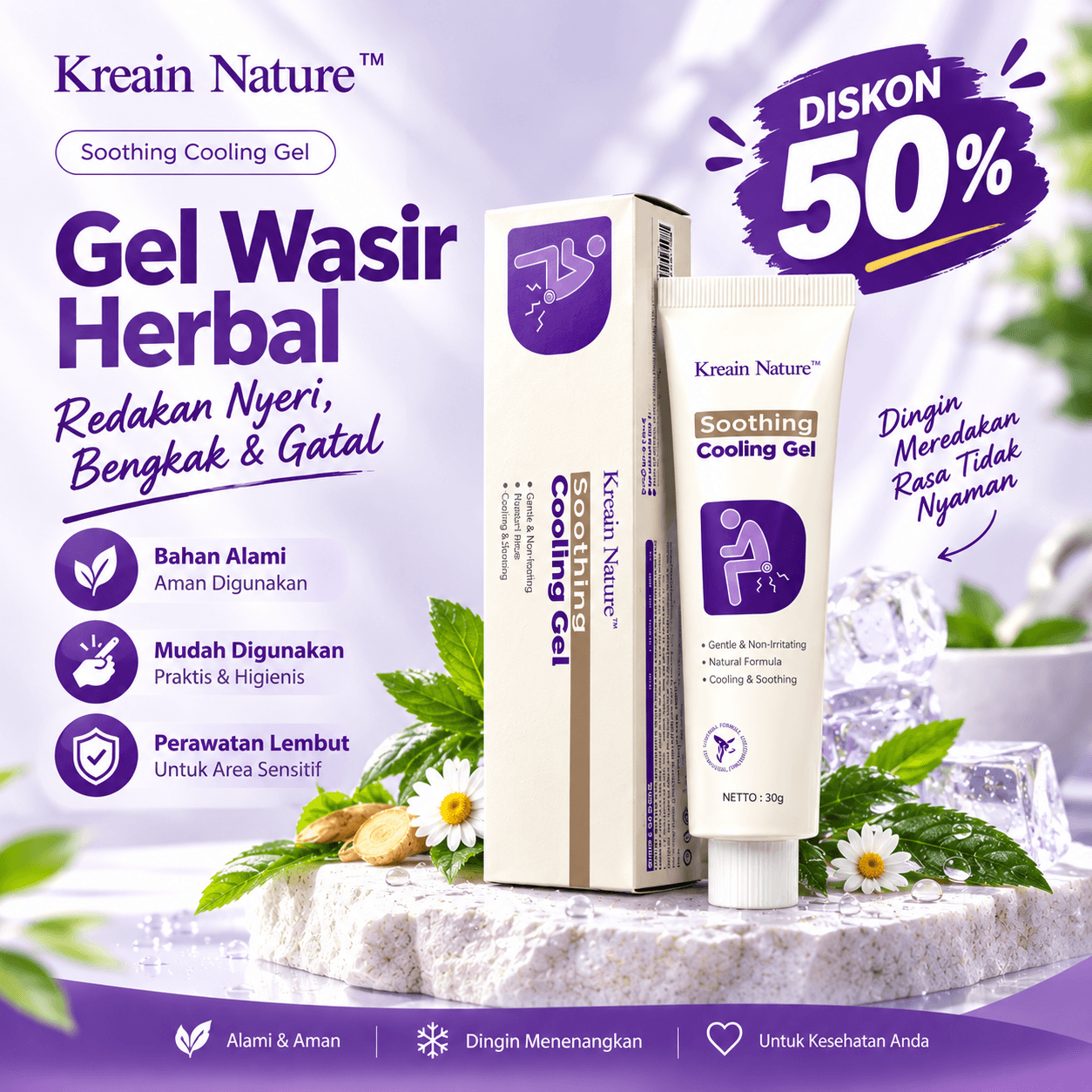 Salep Wasir Sensasi Dingin, Bantu Redakan Nyeri, Bengkak dan Gatal.