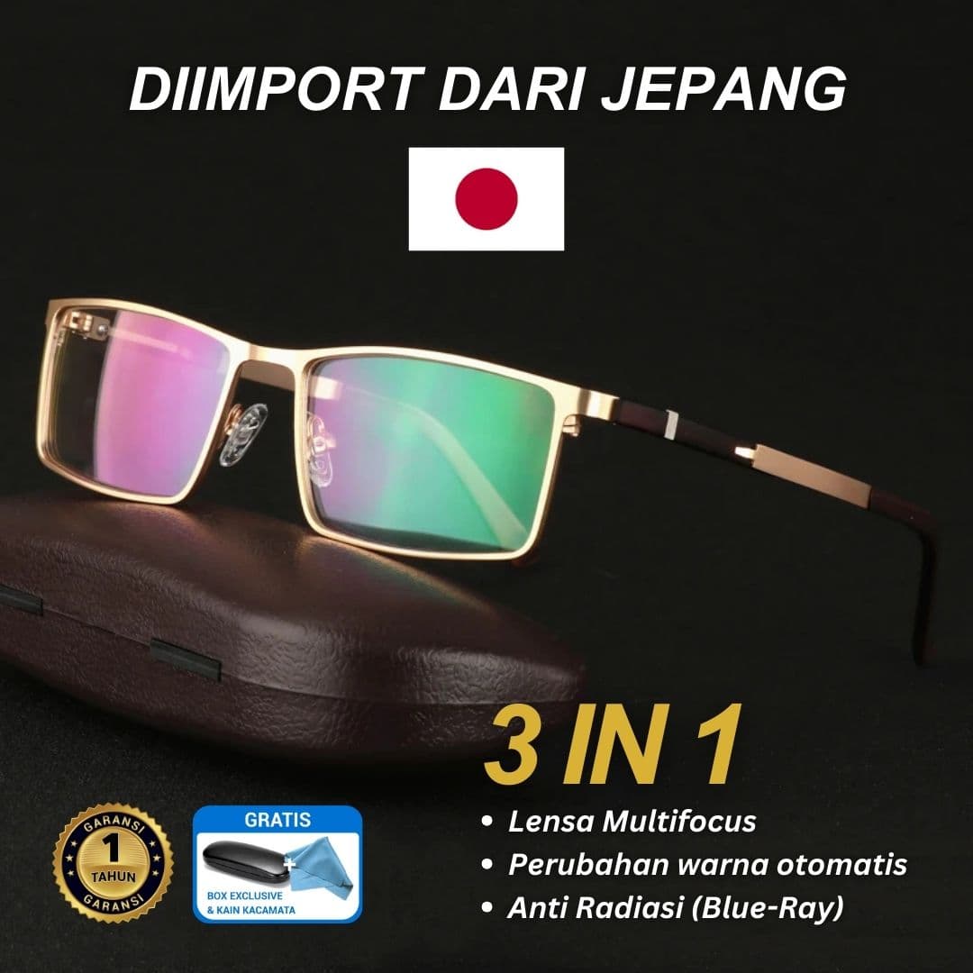 Kacamata titanium impor Jepang, rangka emas