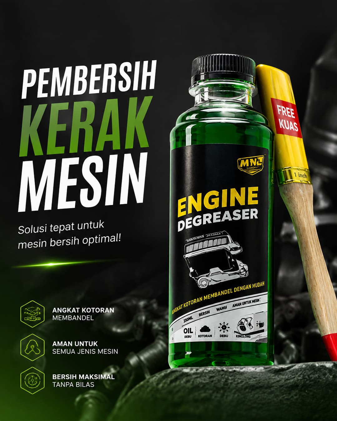 Engine Degreaser 250 ml dan kuas gratis